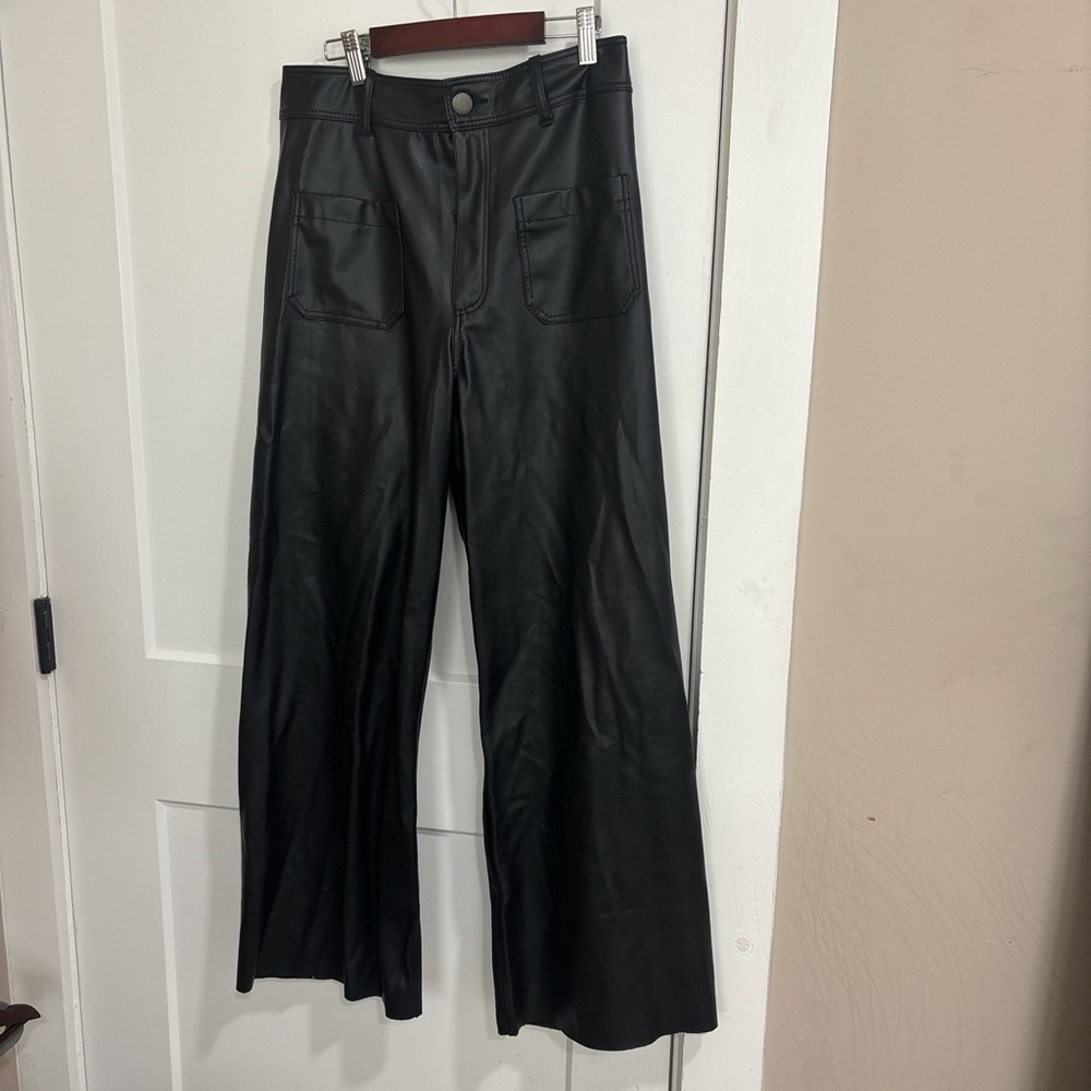 Zara Black Faux Leather Trousers